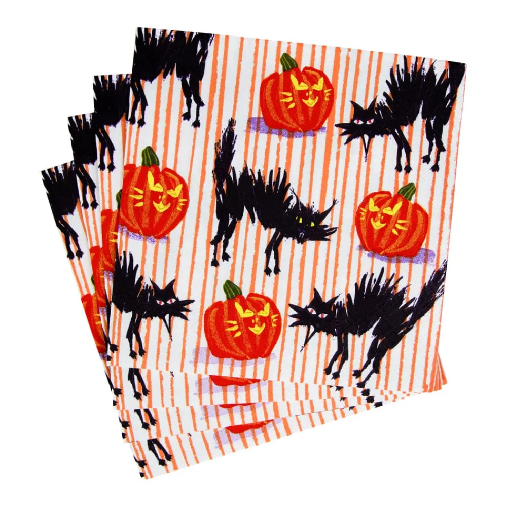 Caspari Halloween|Paper Luncheon Napkins|Halloween Cats Luncheon Napkins - 20 Per Package