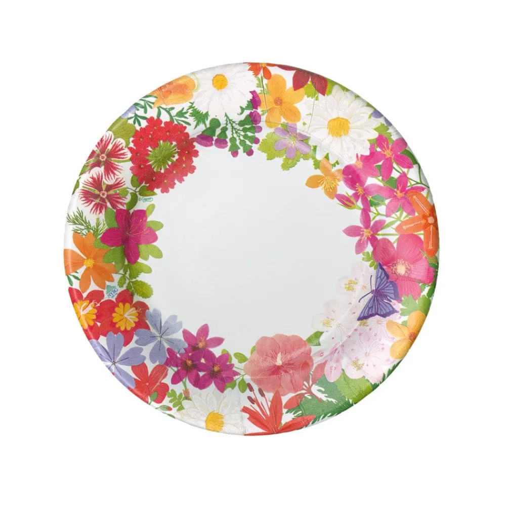 Caspari Bridal Shower|Paper Salad And Dessert Plates|Halsted Floral Paper Salad & Dessert Plates - 8 Per Package