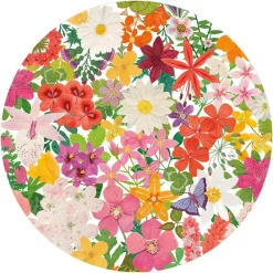 Caspari Bridal Shower|Paper Placemats|Halsted Floral Round Paper Placemats - 12 Per Package