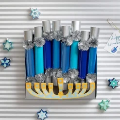 Caspari Christmas Crackers|Hanukkah|Hanukkah Candles Slim Crackers, 10 Inch - 8 per box