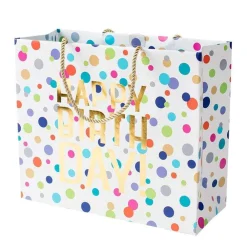 Caspari Birthday|Gift & Bottle Bags|Happy Birthday Confetti Large Gift Bag - 1 Each