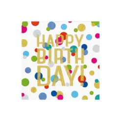 Caspari Birthday|Paper Cocktail Napkins|Happy Birthday Confetti Paper Cocktail Napkins - 20 Per Package