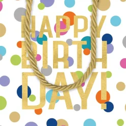 Caspari Birthday|Gift & Bottle Bags|Happy Birthday Confetti Small Square Gift Bag - 1 Each