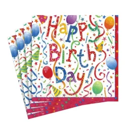 Caspari Birthday|Paper Luncheon Napkins|Happy Birthday Paper Luncheon Napkins - 20 Per Package