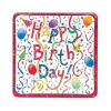 Caspari Birthday|Paper Salad And Dessert Plates|Happy Birthday Square Paper Salad & Dessert Plates - 8 Per Package
