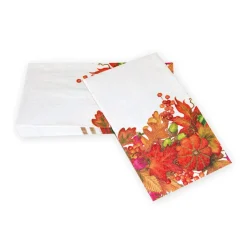 Caspari Paper Guest Towels|Harvest Garland White Guest Towel Napkins - 15 Per Package