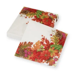 Caspari Paper Luncheon Napkins|Harvest Garland White Luncheon Napkins - 20 Per Package
