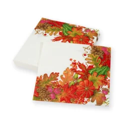 Caspari Paper Luncheon Napkins|Harvest Garland White Luncheon Napkins - 20 Per Package