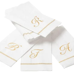 Caspari Bridal Shower|Mother'S Day|Hemstitch Script Single Initial Paper Guest Towel Napkins - 15 Per Package