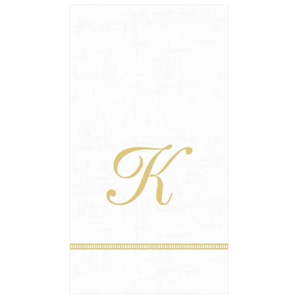 Caspari Bridal Shower|Mother'S Day|Hemstitch Script Single Initial Paper Guest Towel Napkins - 15 Per Package