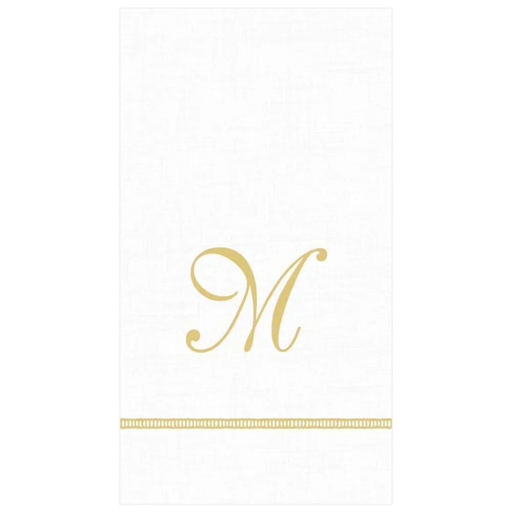 Caspari Bridal Shower|Mother'S Day|Hemstitch Script Single Initial Paper Guest Towel Napkins - 15 Per Package