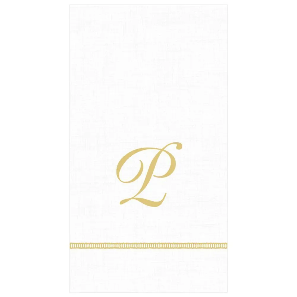 Caspari Bridal Shower|Mother'S Day|Hemstitch Script Single Initial Paper Guest Towel Napkins - 15 Per Package