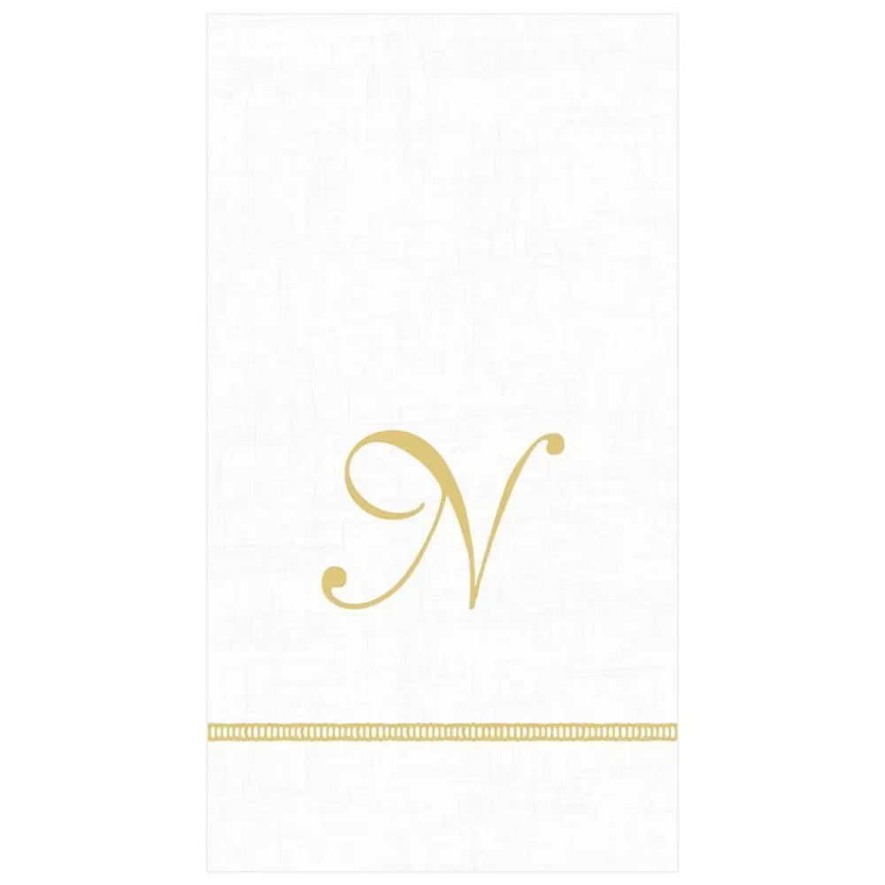 Caspari Bridal Shower|Mother'S Day|Hemstitch Script Single Initial Paper Guest Towel Napkins - 15 Per Package
