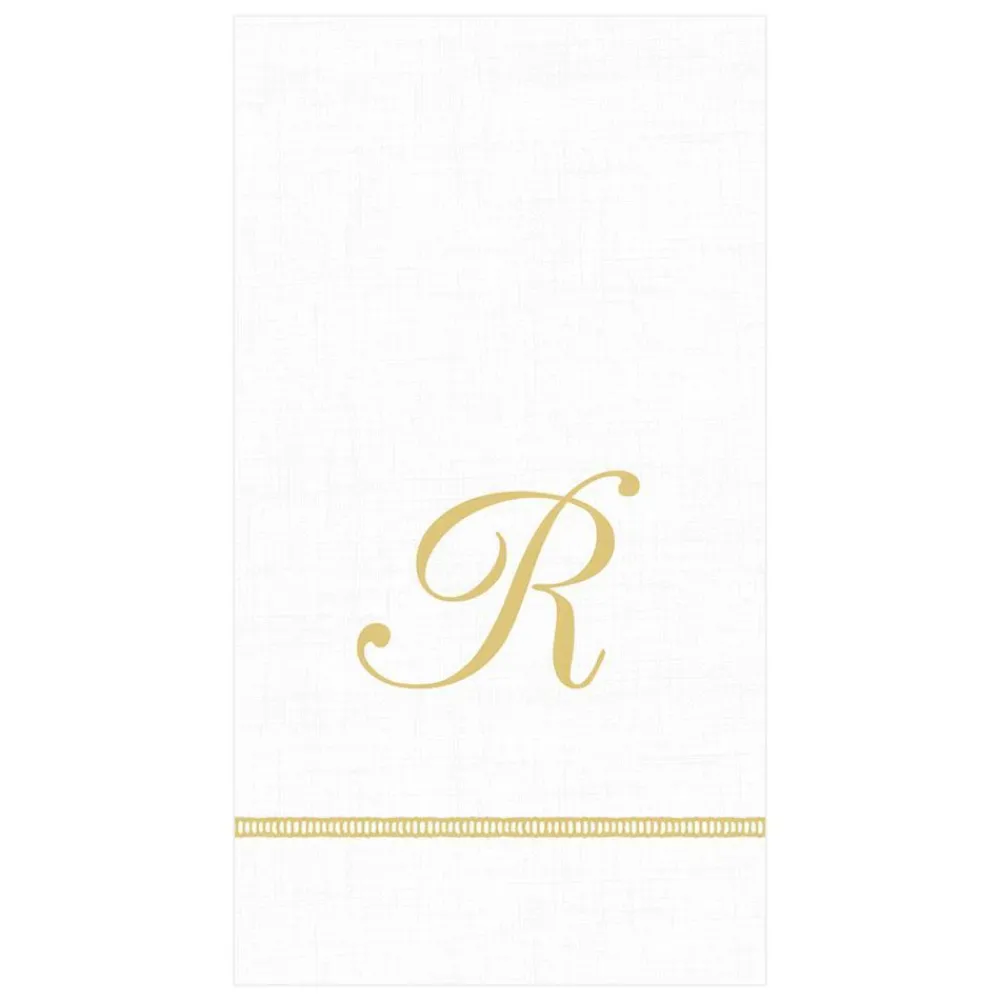 Caspari Bridal Shower|Mother'S Day|Hemstitch Script Single Initial Paper Guest Towel Napkins - 15 Per Package