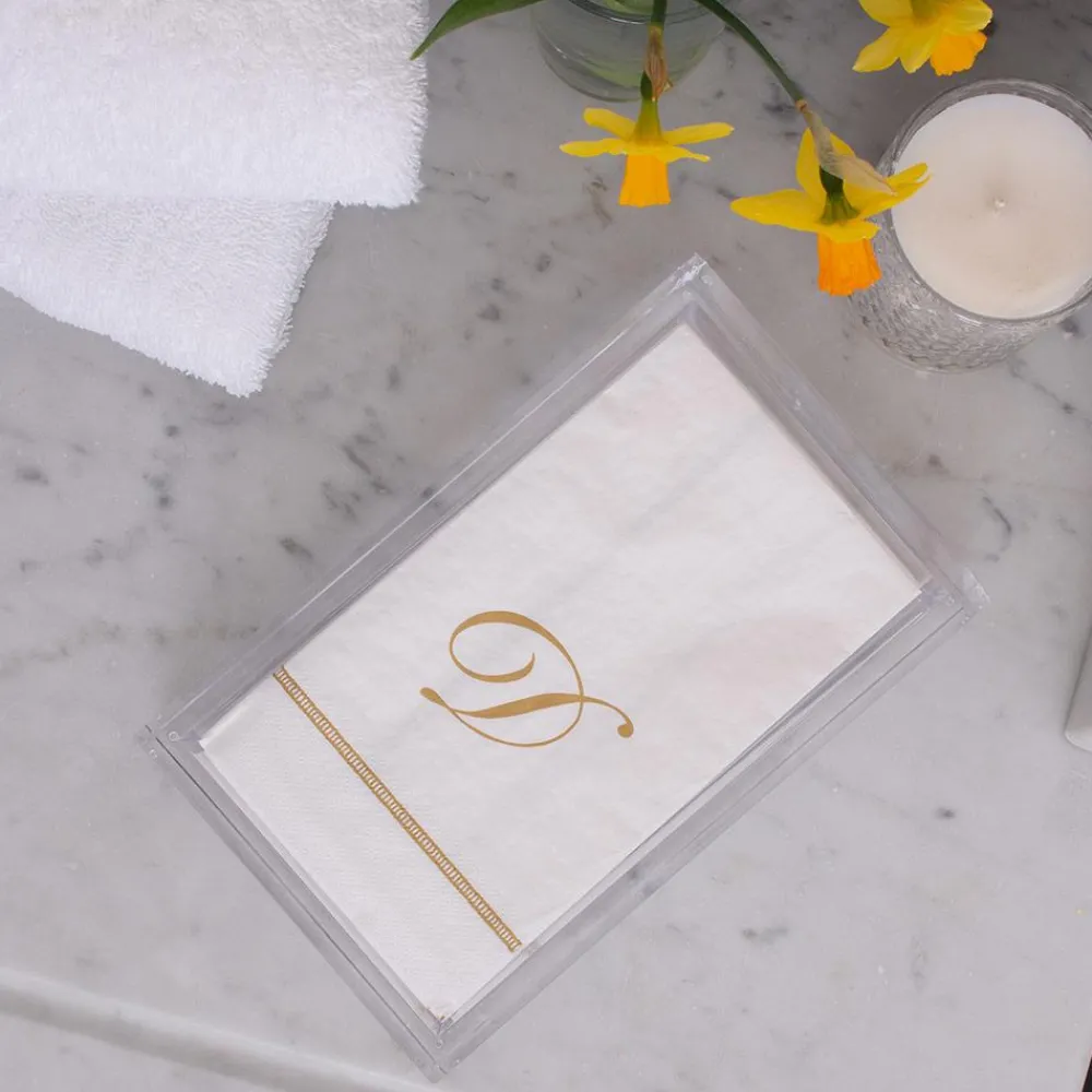 Caspari Bridal Shower|Mother'S Day|Hemstitch Script Single Initial Paper Guest Towel Napkins - 15 Per Package