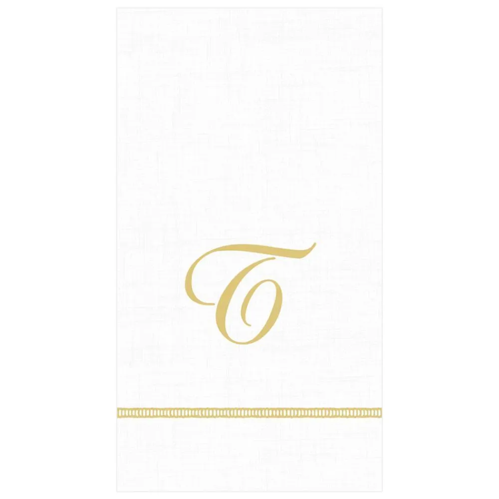 Caspari Bridal Shower|Mother'S Day|Hemstitch Script Single Initial Paper Guest Towel Napkins - 15 Per Package