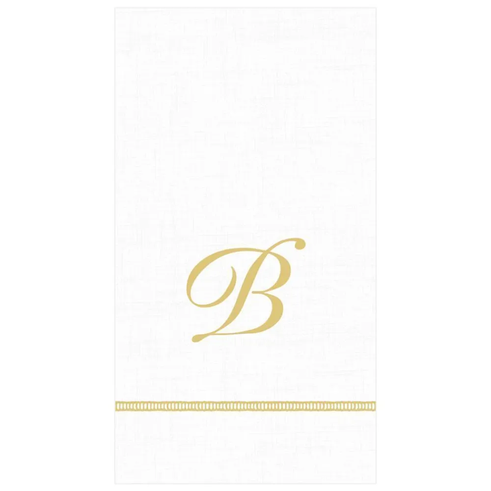 Caspari Bridal Shower|Mother'S Day|Hemstitch Script Single Initial Paper Guest Towel Napkins - 15 Per Package