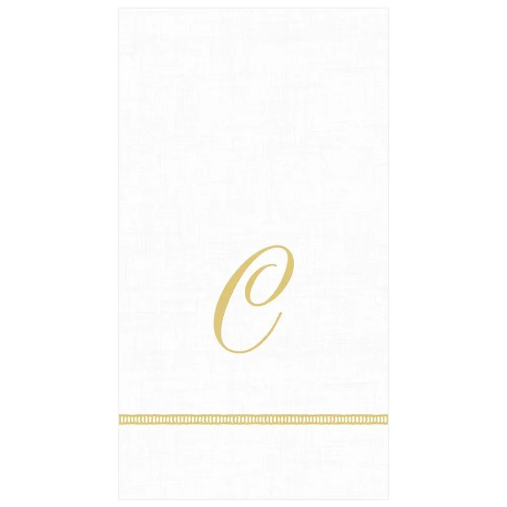 Caspari Bridal Shower|Mother'S Day|Hemstitch Script Single Initial Paper Guest Towel Napkins - 15 Per Package