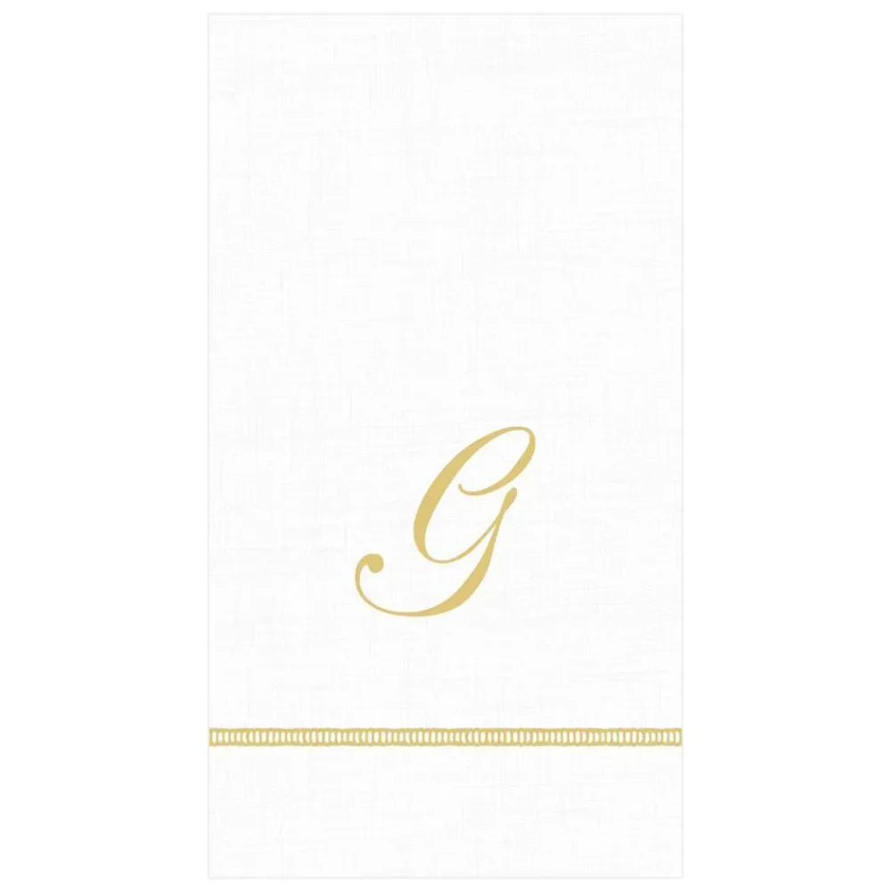 Caspari Bridal Shower|Mother'S Day|Hemstitch Script Single Initial Paper Guest Towel Napkins - 15 Per Package