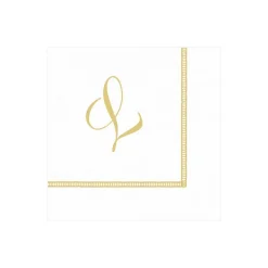 Caspari Bridal Shower|Paper Cocktail Napkins|Hemstitch Script Single Initial Paper Cocktail Napkins - 20 Per Package