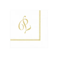 Caspari Bridal Shower|Paper Cocktail Napkins|Hemstitch Script Single Initial Paper Cocktail Napkins - 20 Per Package