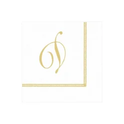 Caspari Bridal Shower|Paper Cocktail Napkins|Hemstitch Script Single Initial Paper Cocktail Napkins - 20 Per Package