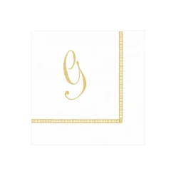 Caspari Bridal Shower|Paper Cocktail Napkins|Hemstitch Script Single Initial Paper Cocktail Napkins - 20 Per Package