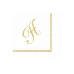 Caspari Bridal Shower|Paper Cocktail Napkins|Hemstitch Script Single Initial Paper Cocktail Napkins - 20 Per Package