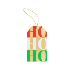 Caspari Christmas Gift Tags & Labels|Gift Tags & Enclosure Cards|Ho Ho Ho Classic Foil Gift Tags - 4 Per Package