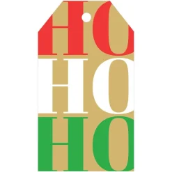 Caspari Christmas Gift Tags & Labels|Gift Tags & Enclosure Cards|Ho Ho Ho Classic Foil Gift Tags - 4 Per Package