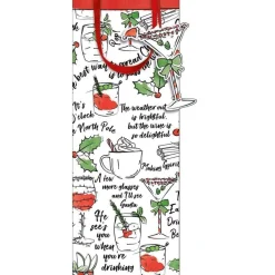 Caspari Christmas Gift & Bottle Bags|Gift & Bottle Bags|Holiday Spirits Wine & Bottle Gift Bag - 1 Each