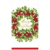 Caspari Christmas Napkins|Paper Guest Towels|Holly and Berry Wreath Merry Christmas Paper Guest Towel Napkins - 15 Per Package