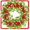 Caspari Christmas Plates|Paper Dinner Plates|Holly and Berry Wreath Paper Dinner Plates - 8 Per Package