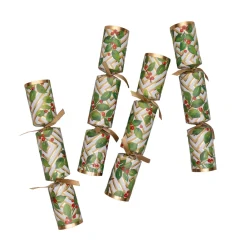 Caspari Christmas Crackers|Celebration Crackers|Holly And Fretwork Celebration Crackers - includes 6 Celebration Crackers