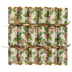 Caspari Christmas Crackers|Celebration Crackers|Holly And Fretwork Celebration Crackers - includes 6 Celebration Crackers
