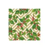Caspari Paper Cocktail Napkins|Holly and Fretwork White Cocktail Napkins - includes 20 Cocktail Napkins