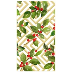 Caspari Paper Guest Towels|Holly And Fretwork White Guest Towels - includes 15 Guest Towels