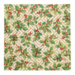 Caspari Paper Luncheon Napkins|Holly And Fretwork White Luncheon Napkins - includes 20 Luncheon Napkins