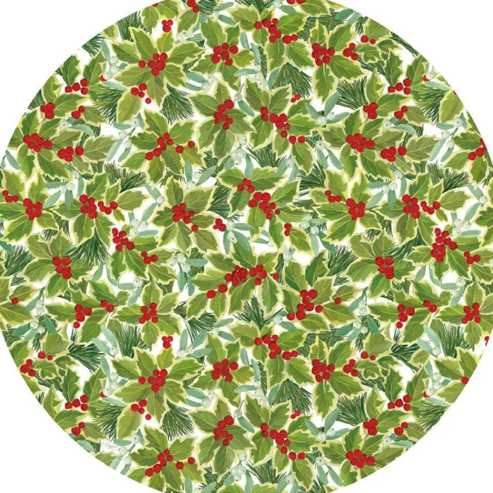Caspari Christmas Placemats & Coasters|Placemats|Holly and Mistletoe Die-Cut Placemat - 4 Per Package