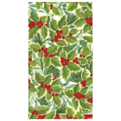 Caspari Christmas Napkins|Paper Guest Towels|Holly and Mistletoe Paper Guest Towel Napkins - 15 Per Package