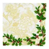 Caspari Christmas Napkins|Paper Luncheon Napkins|Holly Ceramic Ivory & Gold Luncheon Napkins - 20 Per Package