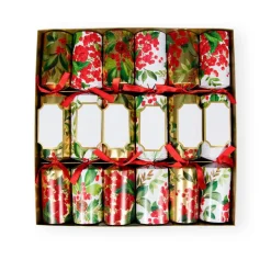 Caspari Christmas Crackers|Celebration Crackers|Holly Chintz Christmas Crackers-12 Inch Long/6In