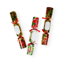 Caspari Christmas Crackers|Celebration Crackers|Holly Chintz Christmas Crackers-12 Inch Long/6In