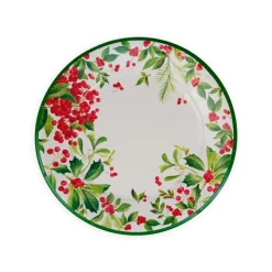 Caspari Christmas Plates|Paper Dinner Plates|Holly Chintz White Dinner Plates - 8 Per Package