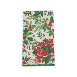 Caspari Christmas Napkins|Paper Guest Towels|Holly Chintz White Guest Towel Napkins - 15 Per Package