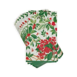 Caspari Christmas Napkins|Paper Guest Towels|Holly Chintz White Guest Towel Napkins - 15 Per Package