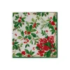 Caspari Christmas Napkins|Paper Luncheon Napkins|Holly Chintz White Luncheon Napkins - 20 Per Package