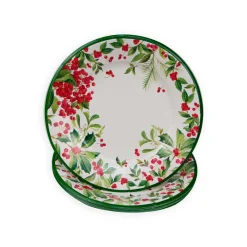 Caspari Christmas Plates|Paper Salad And Dessert Plates|Holly Chintz White Salad & Dessert Plates - 8 Per Package