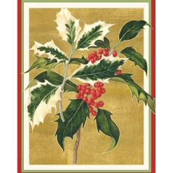 Caspari Christmas And Holiday Cards|Boxed Holiday Cards|Holly Classic Boxed Christmas Cards - includes 15 cards & envelopes
