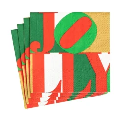 Caspari Christmas Napkins|Paper Cocktail Napkins|Holly Jolly Paper Cocktail Napkins - 20 Per Package